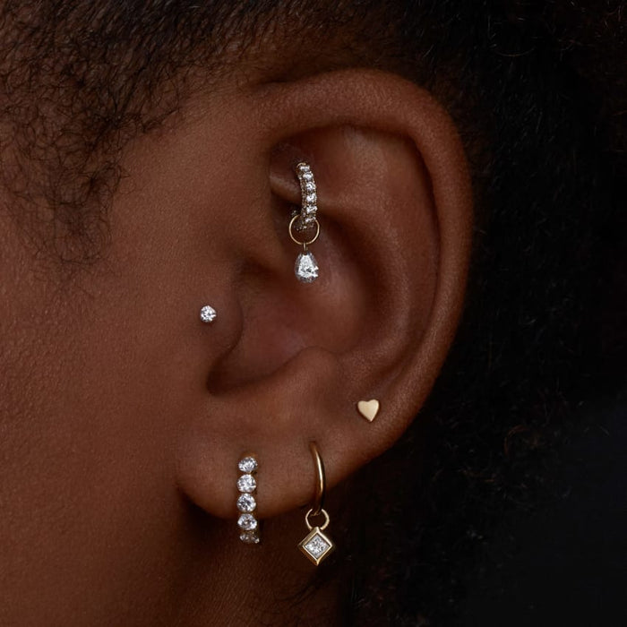 Heart Threaded Stud Earring With Titanium Backing