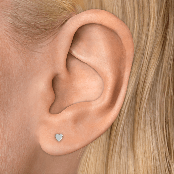 Heart Threaded Stud Earring With Titanium Backing