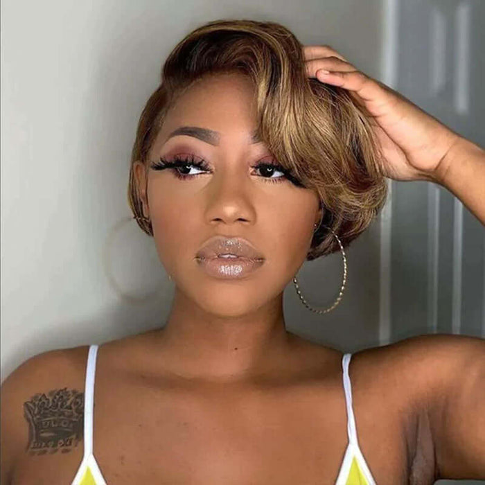qvr wigs highlight piano pixie cut for stylish black women