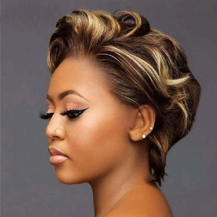 human hair wigs short pixie style with side part for bold beauty