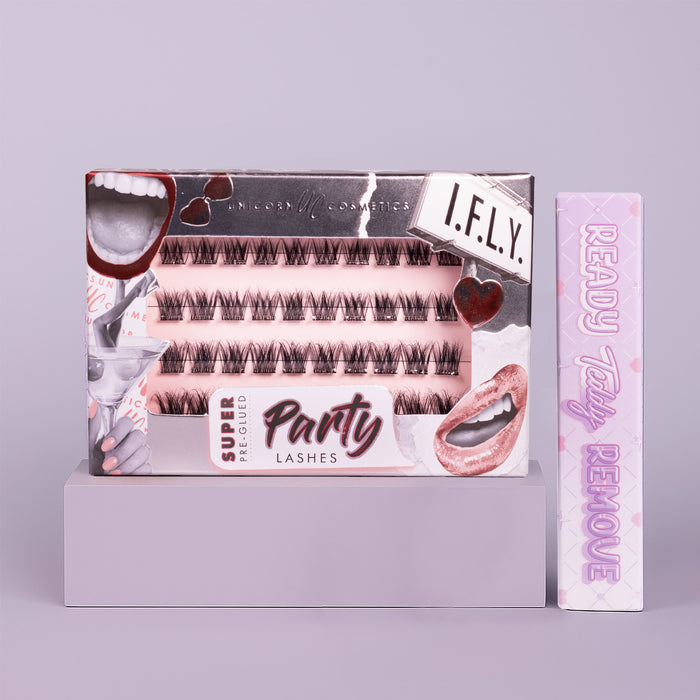 I.F.L.Y. Super Pre-Glued Party Lashes + Remover Duo - Unicorn Cosmetics