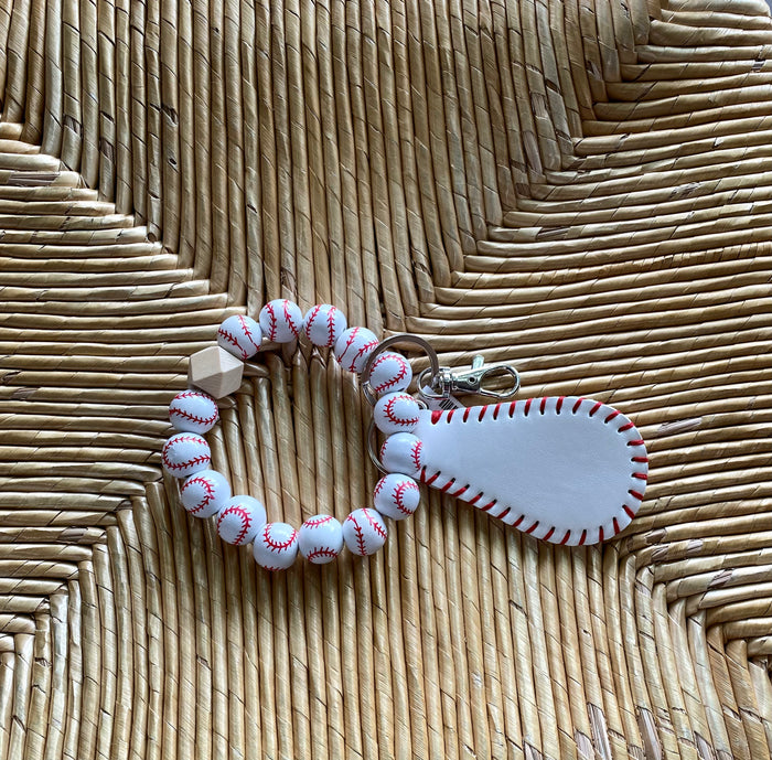 baseball rubber keychain bracelet