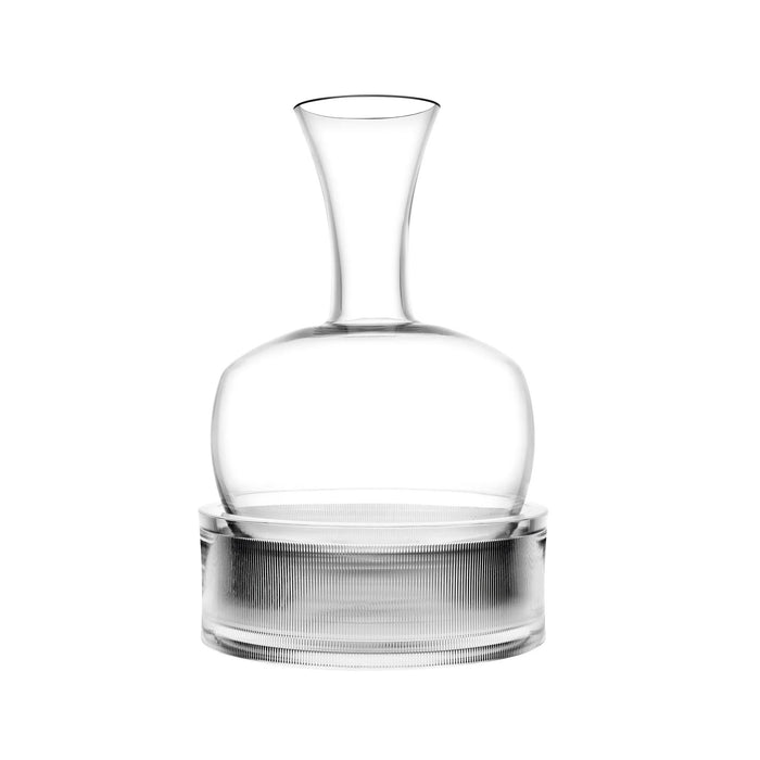 Italesse glass decanter with fluted silver collar, clear bulb and narrow neck