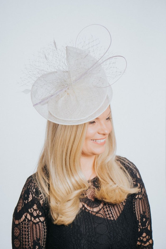 Ivory Silver Fascinator With Net Detail - Franklins
