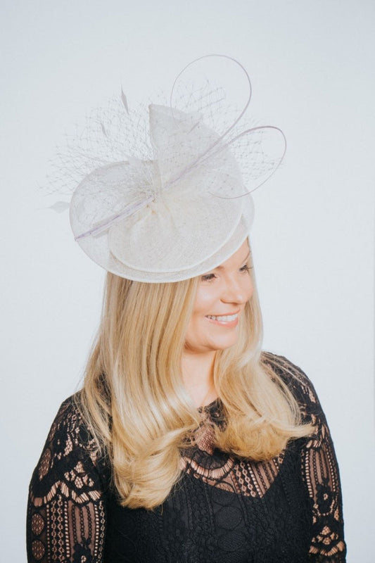 Ivory Silver Fascinator With Net Detail - Franklins