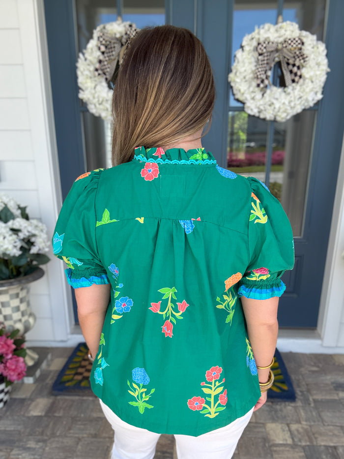 Jade Garden Pop Blouse - B Social Boutique