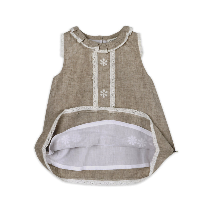 Kate Floral Embroidered Baby Dress Layer (Linen Blend)