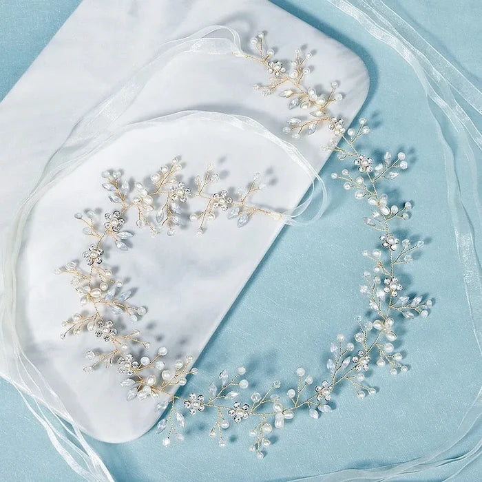 Wedding Accessories - Opal and Pearl Wired Bridal Belt/Sash - Available in Silver and Gold