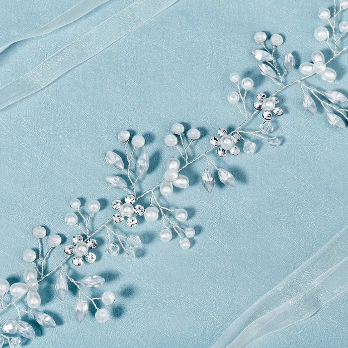 Wedding Accessories - Opal and Pearl Wired Bridal Belt/Sash - Available in Silver and Gold