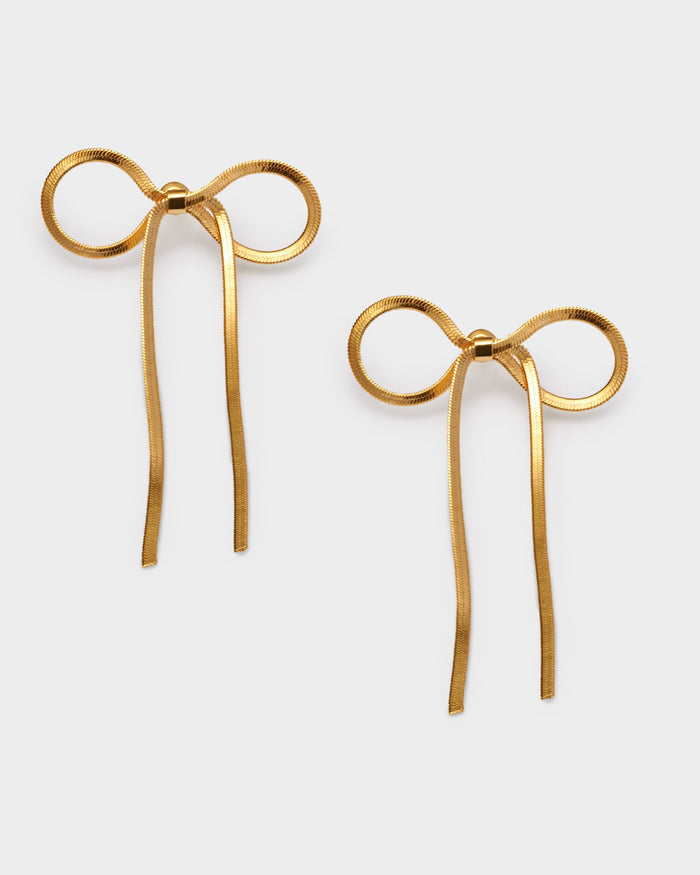 Katie Loxton: Amelie Waterproof Gold Bow Oversized Earrings - B Social Boutique