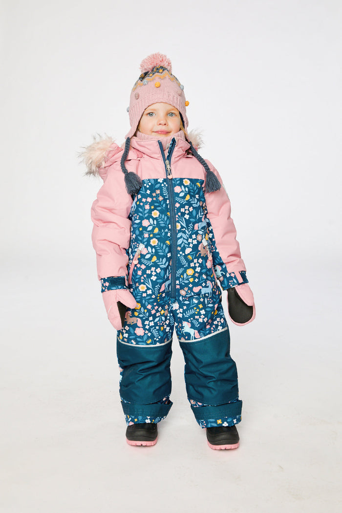 Kids One Piece Discover Snowsuit Blue And Pink Unicorn Print-3