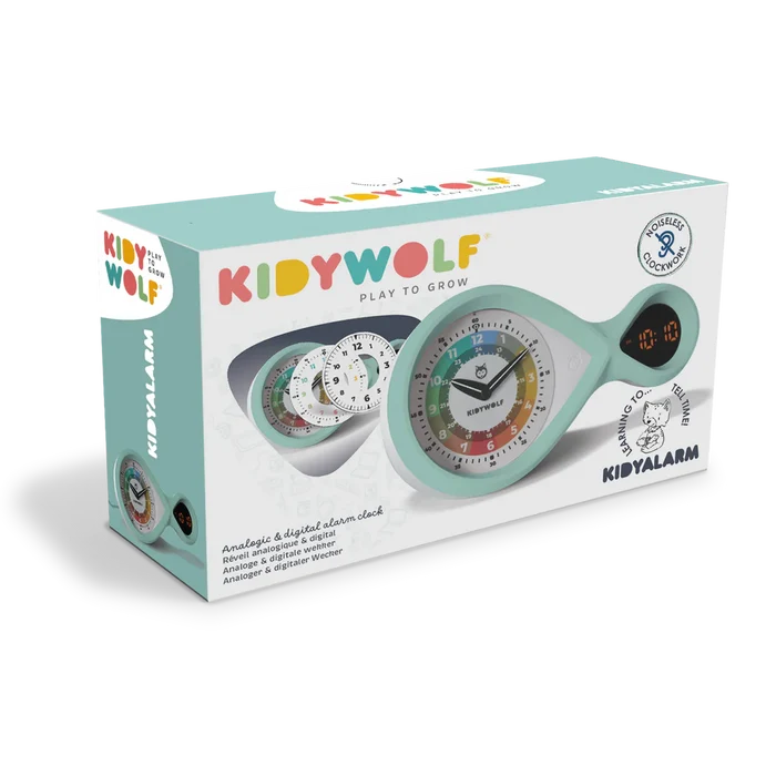 KIDYWOLF - KidyAlarm - Educational Alarm Clock - Mint - Packaging