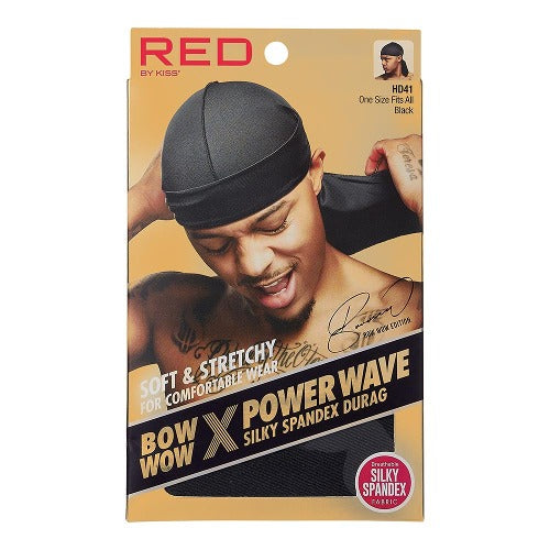 Kiss BOW WOW Power Wave Silky Spandex Durag - Black HD41 - Palms Fashion Inc.