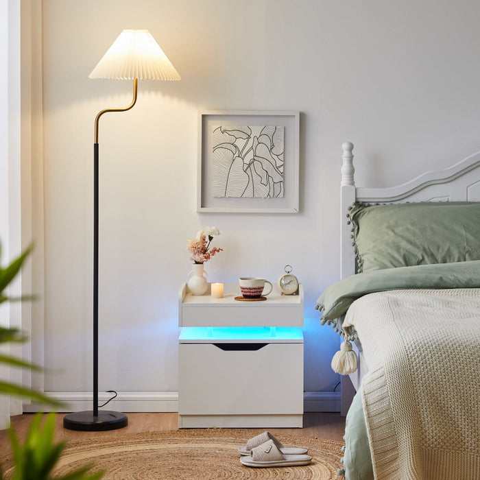 Kist LED Light Bedside Table [Charging Station][Nightstand]