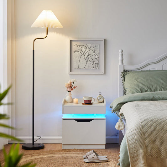 Kist LED Light Bedside Table [Charging Station][Nightstand]