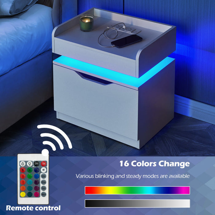 Kist LED Light Bedside Table [Charging Station][Nightstand]