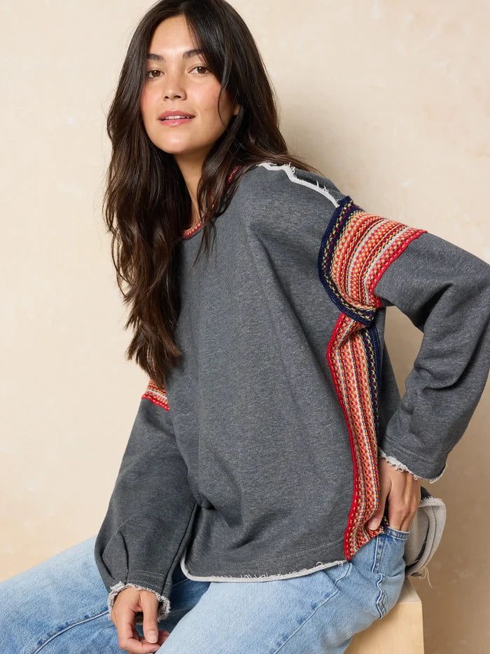 Trim Sweatshirt|Charcoal-view 2