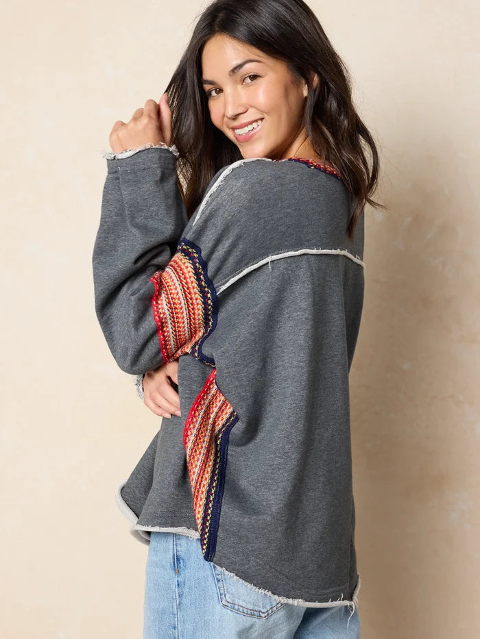 Trim Sweatshirt|Charcoal-view 3