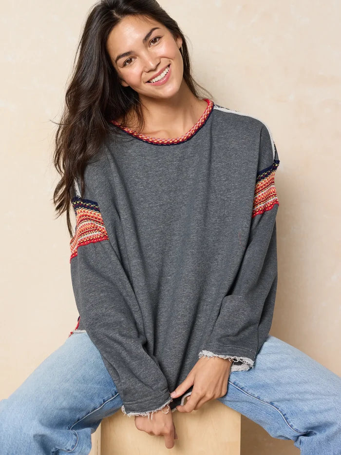Trim Sweatshirt|Charcoal-view 4