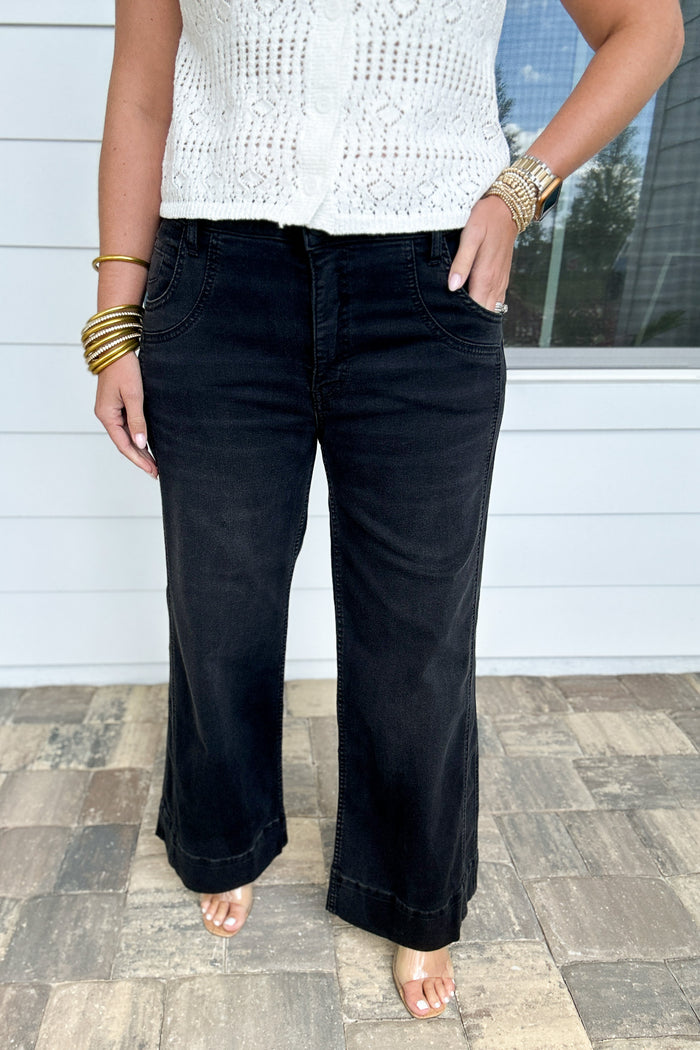 KUT: Meg High Rise Wide Leg -Black Glittering - B Social Boutique
