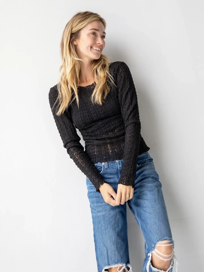 Lace Layering Top - Black-view 5