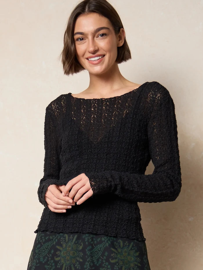 Lace Layering Top - Black-view 6