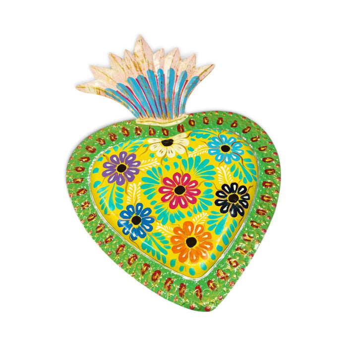 Large Tin Floral Sacred Heart