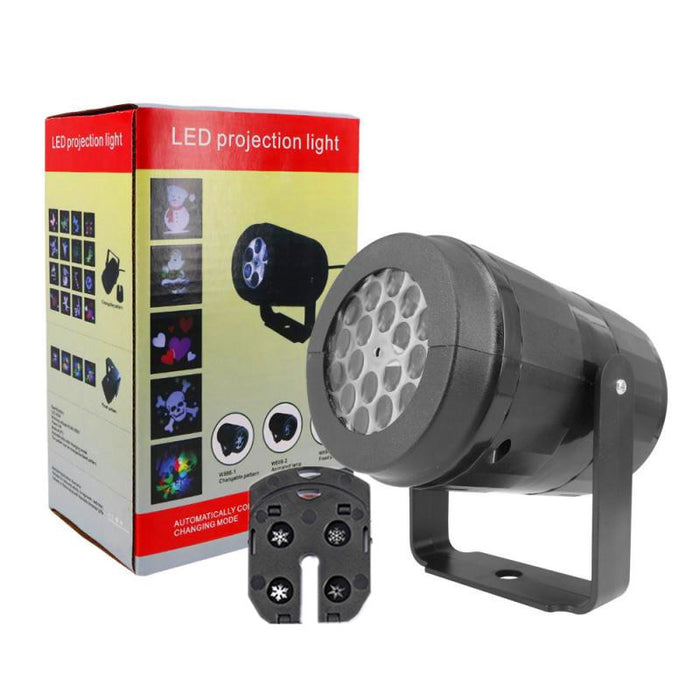 LED projection light with packaging on a white background