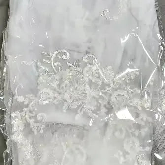 2-Tier Lace Edge Bridal Veil with Blusher | Waist Length Veil