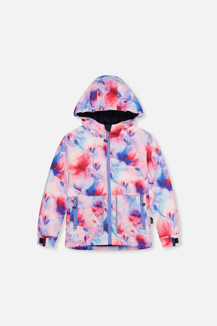 Light Weight Two Piece Chill Snowsuit Mauve Printed Flowers-2