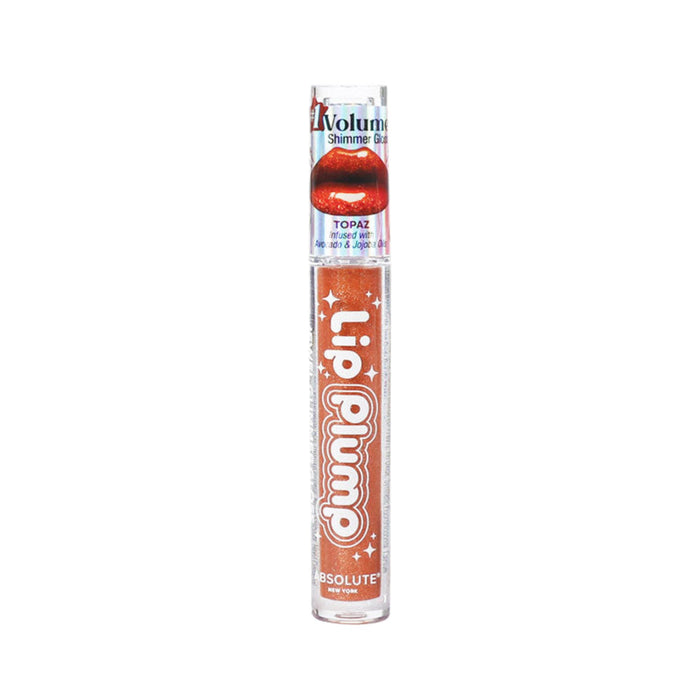ABSOLUTE NEW YORK plumping lip gloss topaz in shimmering copper amber tube volumizing gloss with high shine finish