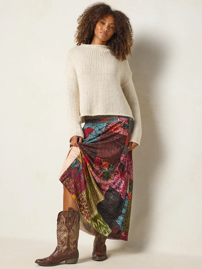 Live-In-It Knit "ButterSoft" Maxi Skirt - Jewel Quilt Multi-view 5