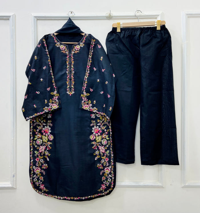 Long Embroidered | 3PC Cotton D-540