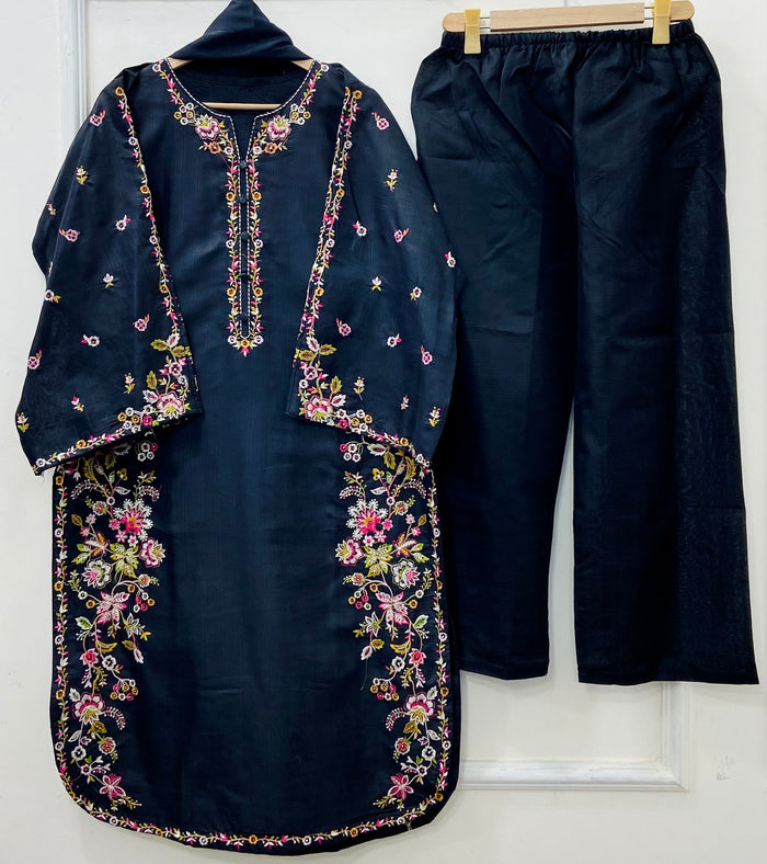 Long Embroidered | 3PC Cotton D-540