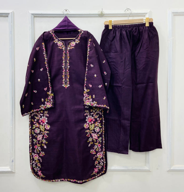 Long Embroidered | 3PC Cotton D-540