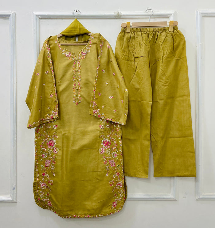 Long Embroidered | 3PC Cotton D-540