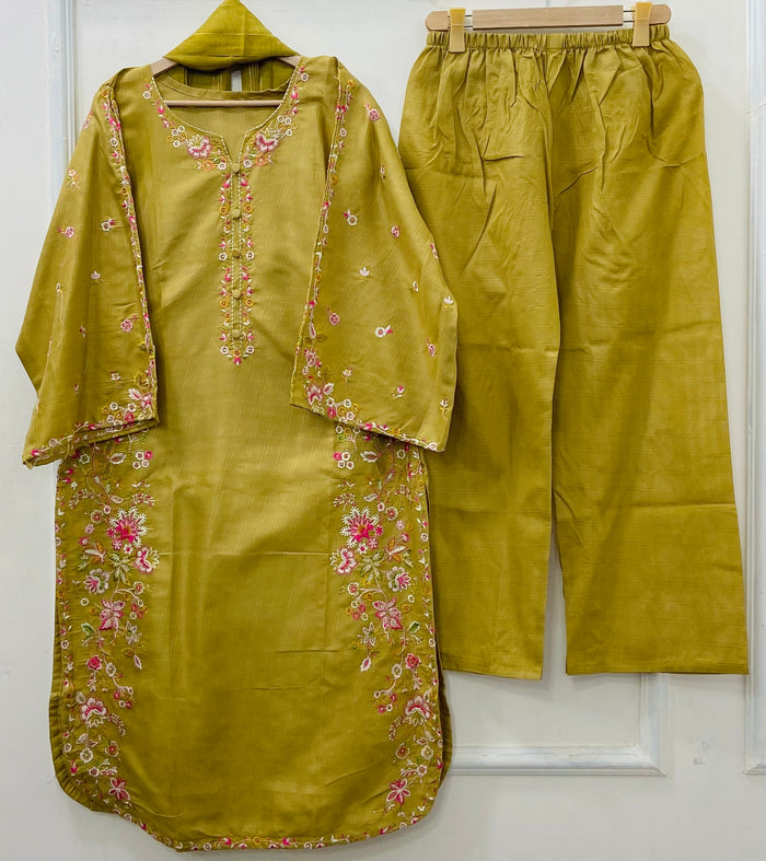 Long Embroidered | 3PC Cotton D-540