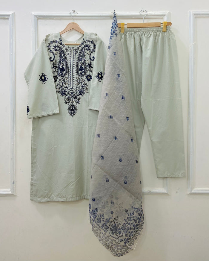 Long-Embroidered | 3PC Cotton D-599