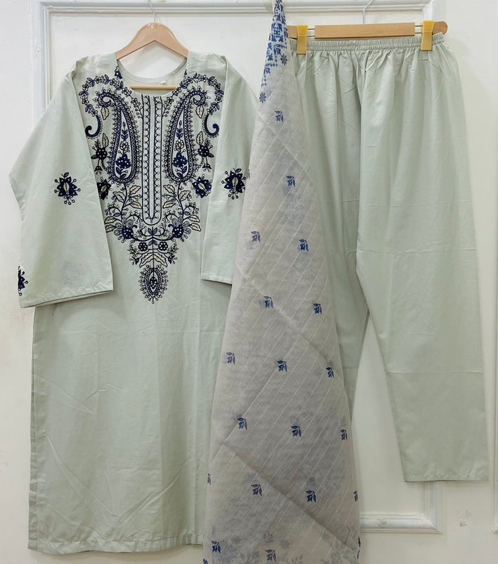 Long-Embroidered | 3PC Cotton D-599