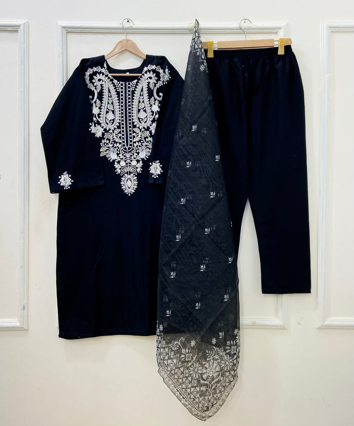 Long-Embroidered | 3PC Cotton D-599