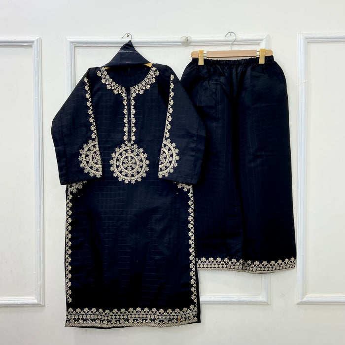 Long-Length Embroidered 3PC (Cotton) D-420