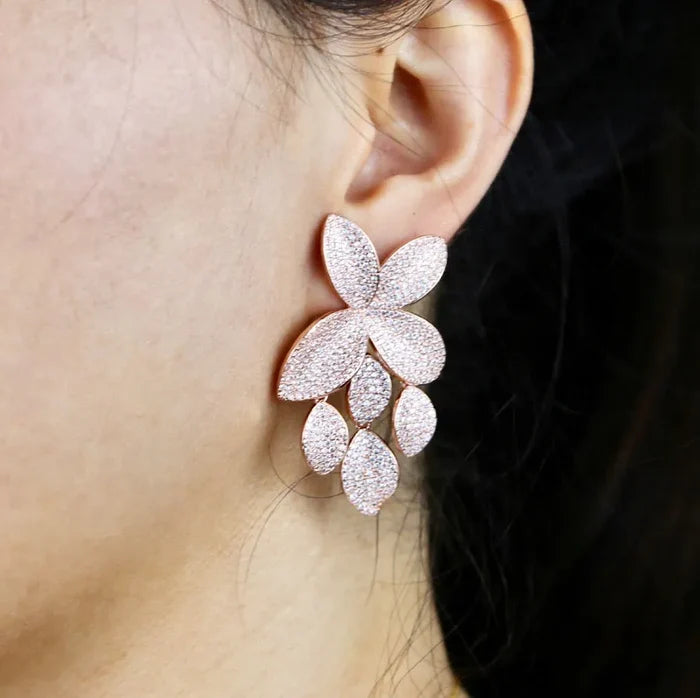 Wedding Jewelry - Cubic Zirconia Bridal Earrings - Available in Silver, Rose Gold and Yellow Gold