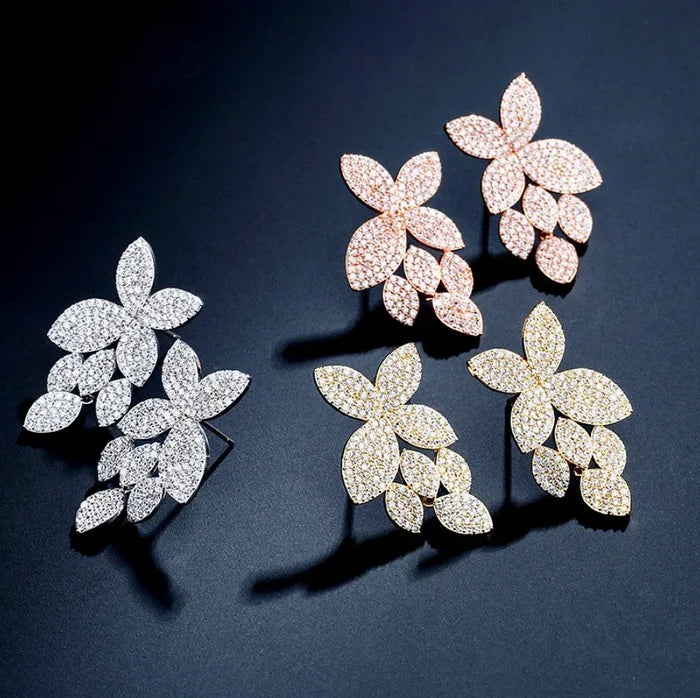 Wedding Jewelry - Cubic Zirconia Bridal Earrings - Available in Silver, Rose Gold and Yellow Gold