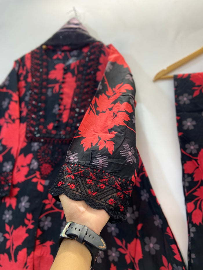 Luxe Sequins Red 3PC (Lawn) 22