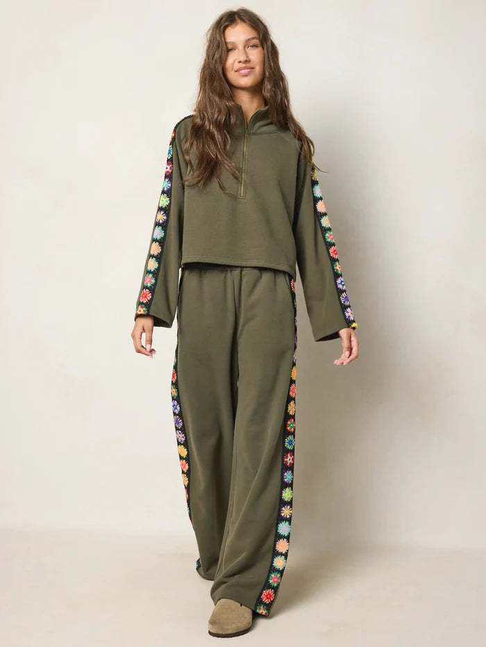 Lyvie Trim Sweatshirt - Olive-view 2