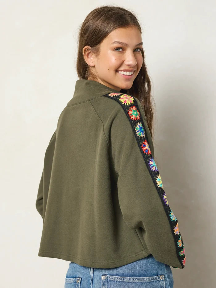 Lyvie Trim Sweatshirt - Olive-view 3