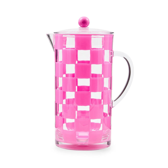 MacKenzie Childs: Pink Check Acrylic Pitcher