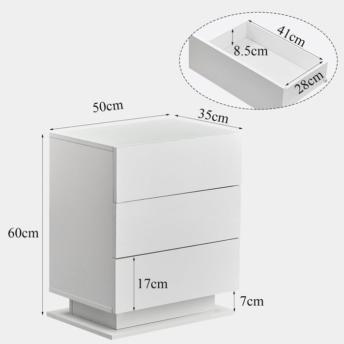 Mario LED Light Bedside Table [3 Drawers]