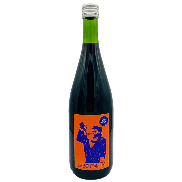 Martin Texier La Boutanche Grenache wine bottle, green neck and blue label