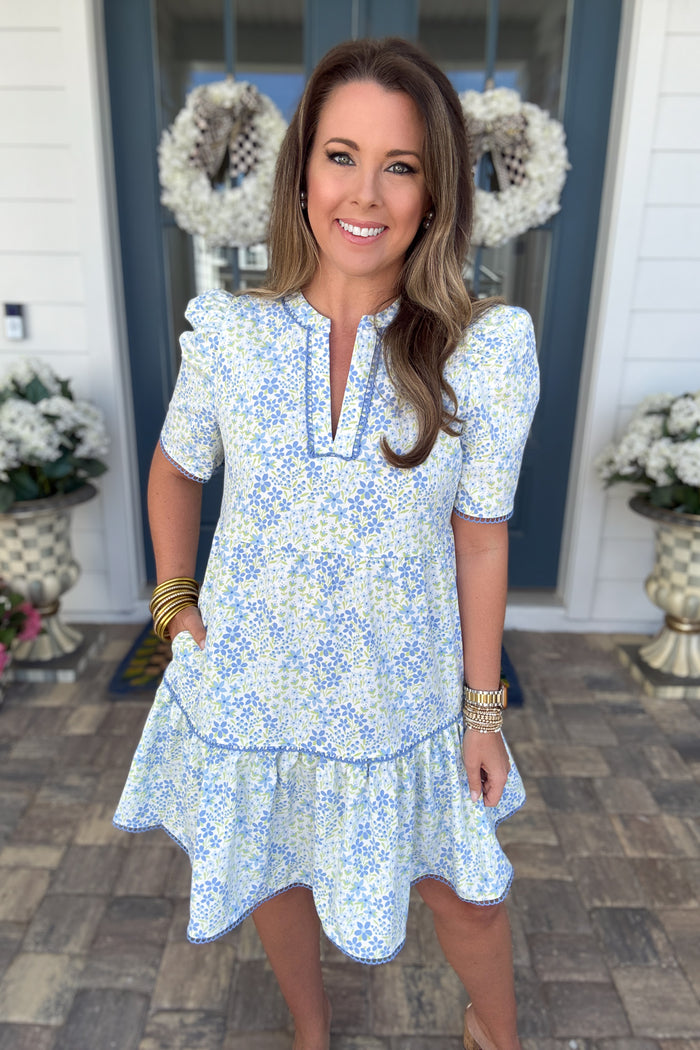 Mary Square: Adelyn Dress -  Larkspur Fields Blue